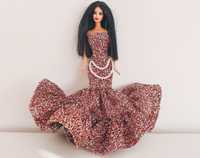 Długa suknia balowa dla lalki Barbie, ubranko dla lalek