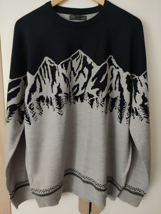 Sweter vintage motyw górski XL