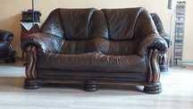 Sofa dwuosobowa dębowa skórzana