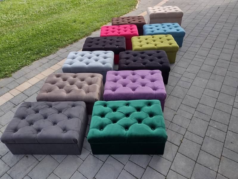 Pufy pikowane / przeróbka mebli