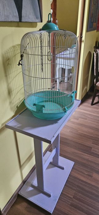 Klatka dla ptaków, papug, kanarków wraz ze stojakiem.
