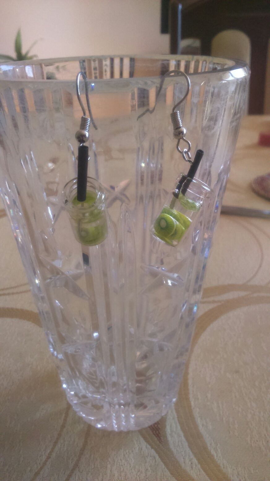 Kolczyki drinki, kiwi, kolczyki z kiwi, handmade
