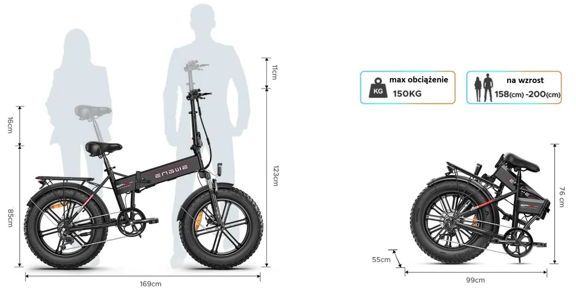 ENGWE EP-2 Pro 2023 składany fat bike 750W 13Ah 100KM