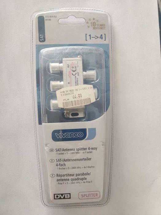 Rozdzielnik antenowy Vivanco 4 wejścia SAT NOWY