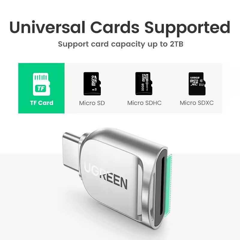 Картрідер UGREEN CM331 USBC – Micro SD/TF карт до 2ТБ 5 Гбіт/с (15513)