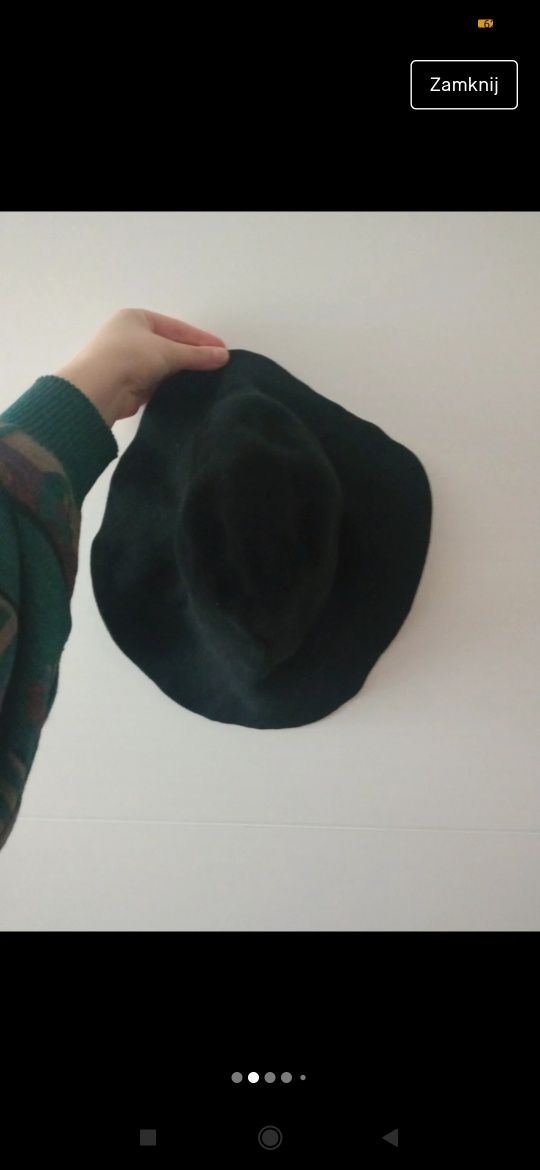 Czarny jesienny wełniany kapelusz H&M rozmiar S
