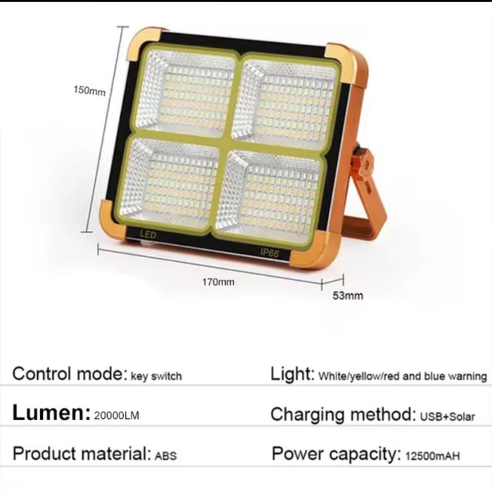 Ліхтар прожектор Solar led лампа usb павербанк