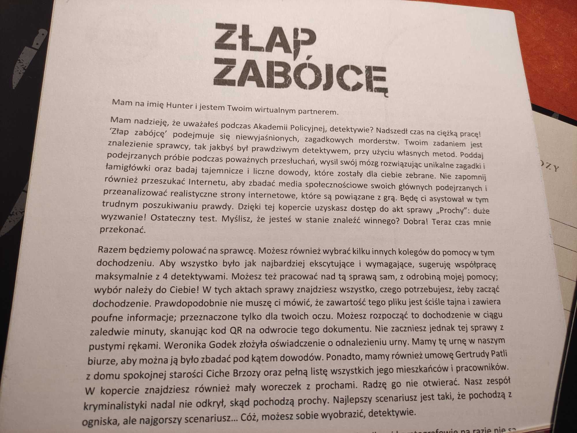 Gra "Złap Zabójcę" - Prochy i Atrament