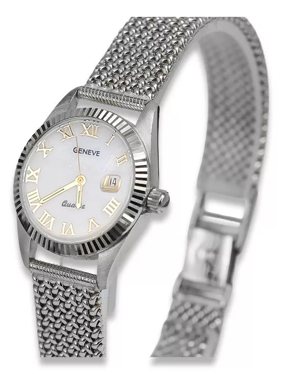 Zegarek damski z białego złota 14k perłowa tarcza lw020wdpr&lbw003w P
