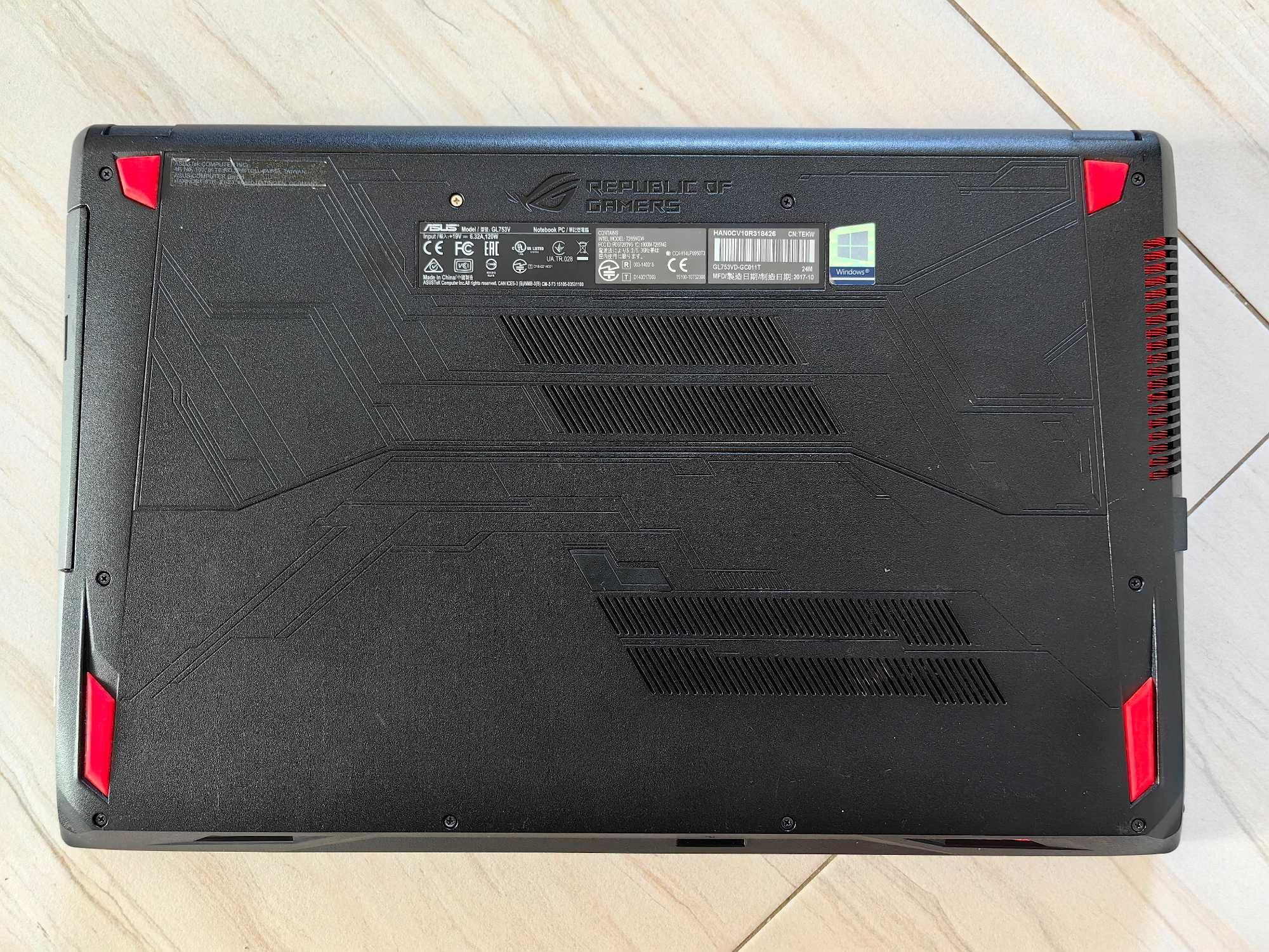 Gamingowy Laptop ASUS ROG Strix GL753VE i7/8GB/1TB/1050Ti, Stan Bdb!