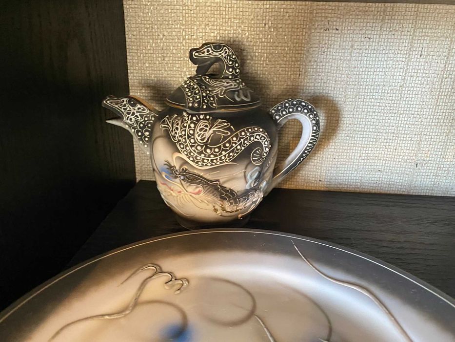 servico chines tons cinzento varias pecas  antigo