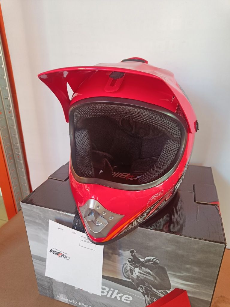 Kask Crossowy Dziecięcy Czerwony