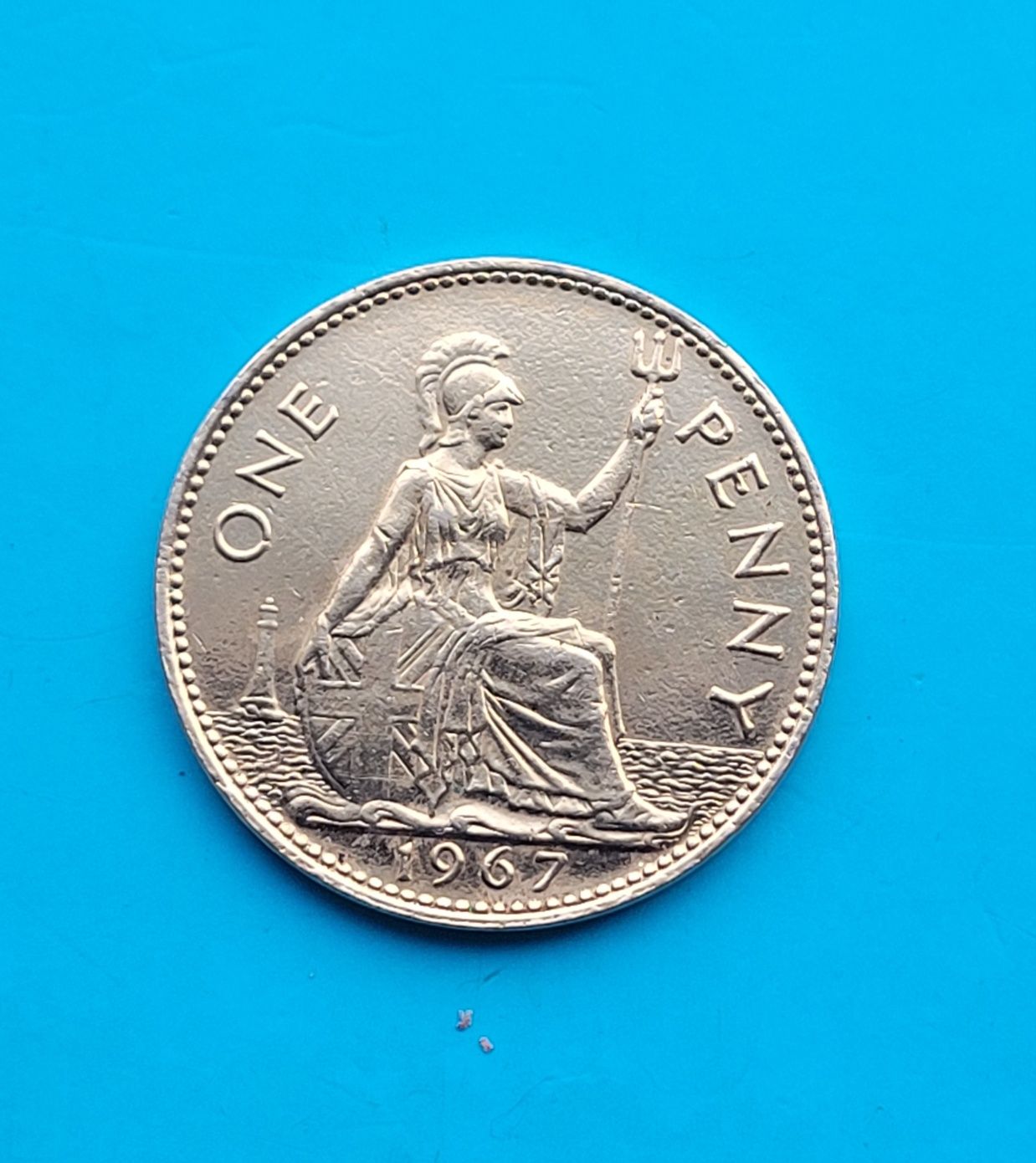 Moneta pozłacana  pens 1967 - Królowa Elizabeth II  - Wielka Brytania