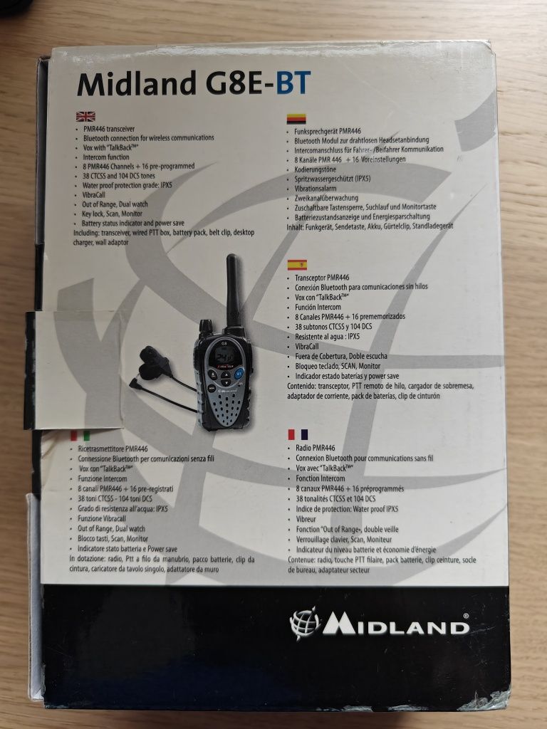 Krótkofalówka PMR walkie-talkie z Bluetooth Midland G8E-BT na motocykl