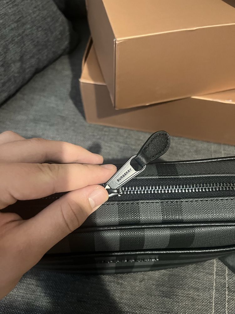 Сумка через плечо burberry барсетка черная в клетку old money люкс