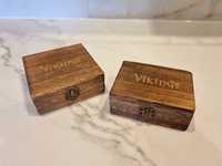 2x drewniane pudełko z grawerem "Vikings"