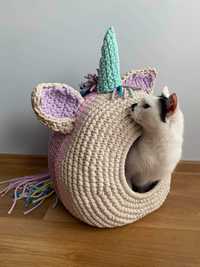 Domek dla kota budka jednorożec unicorn handmade