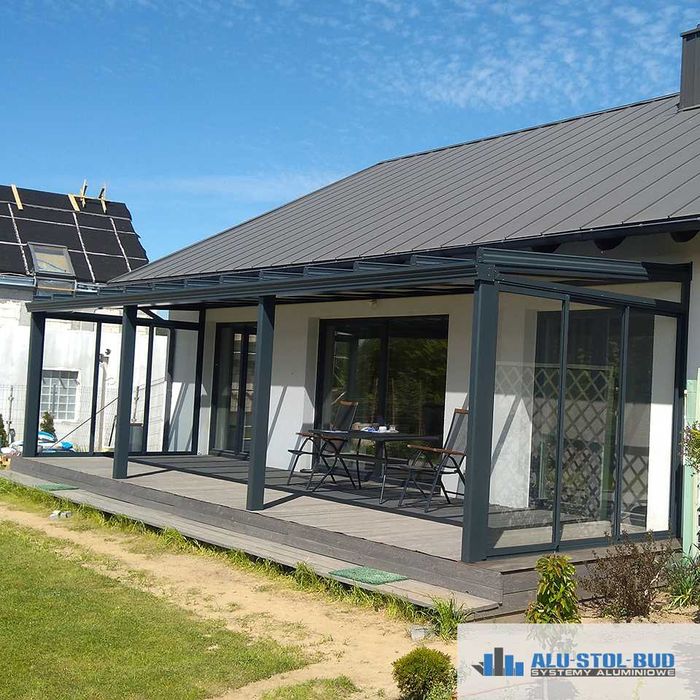 Nowoczesna zabudowa balkonu, tarasu, ogród zimowy, Kościerzyna