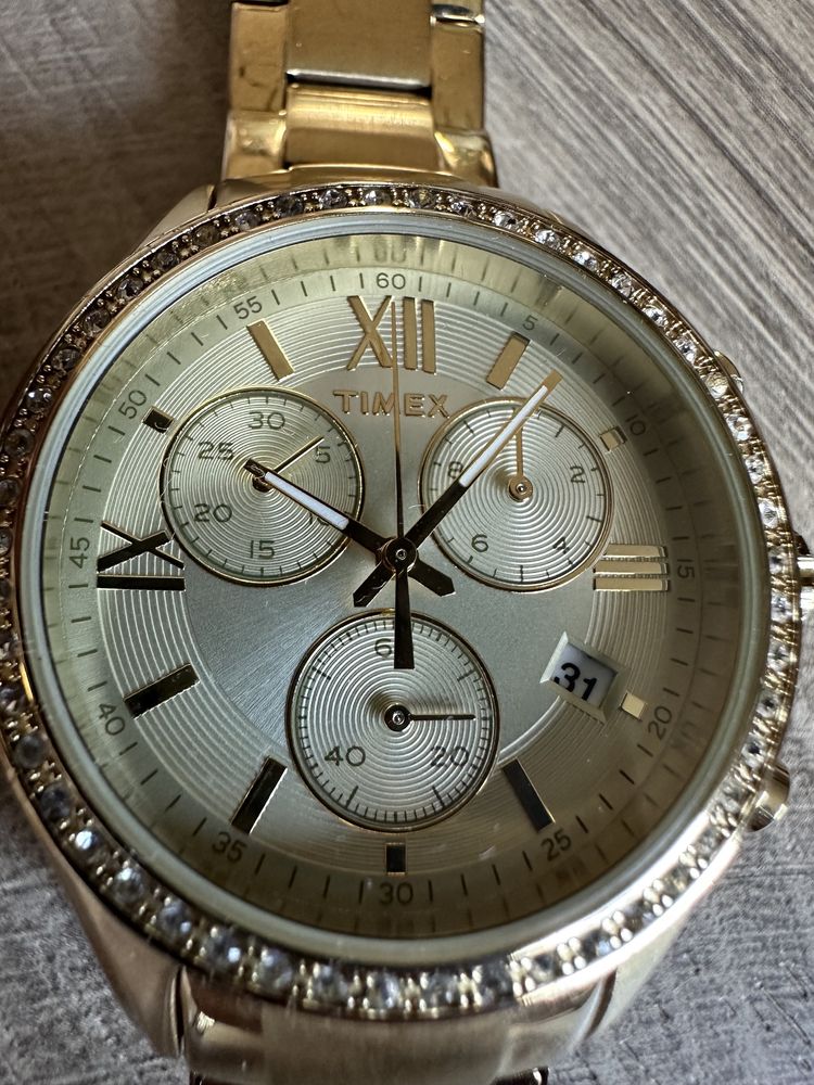 Timex Chronograph piękny z kamieniami swarovskiego