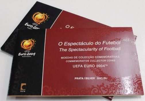 8€ Prata Carteira com 3 moedas Campeonato Europeu de Futebol 2004