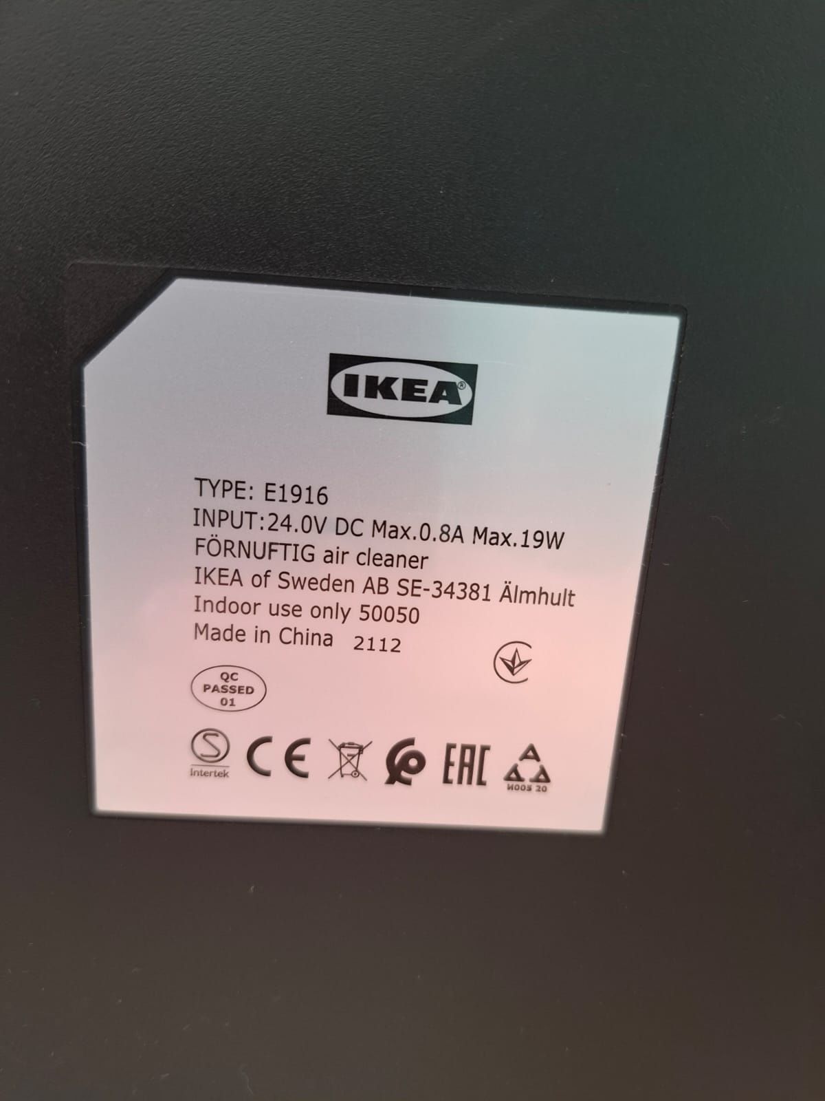 IKEA FÖRNUFTIG oczyszczacz powietrza czarny
