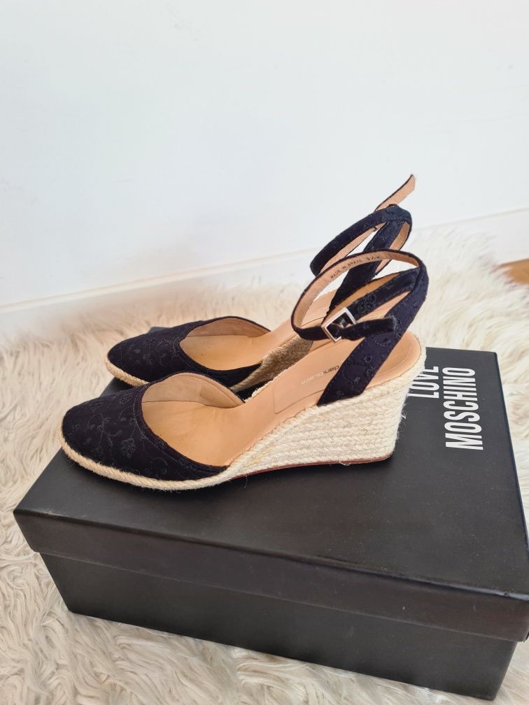 Deniblack 39 39,5 25,5cm czarne espadryle czółenka