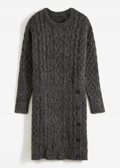 B.P.C sukienka dzianinowa szara z guzikami 36/38.
