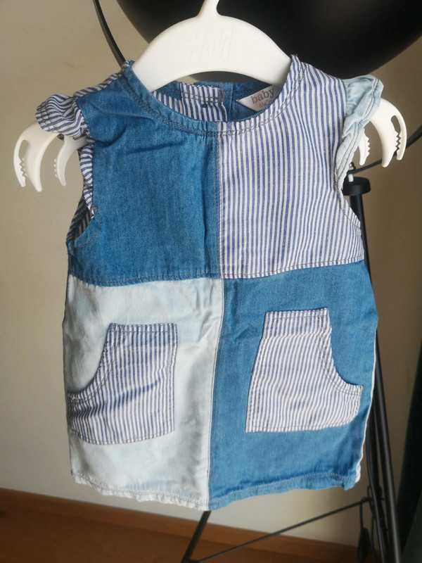 Baby M&Co sukienka jeansowa z kieszeniami r. 80cm 9-12m