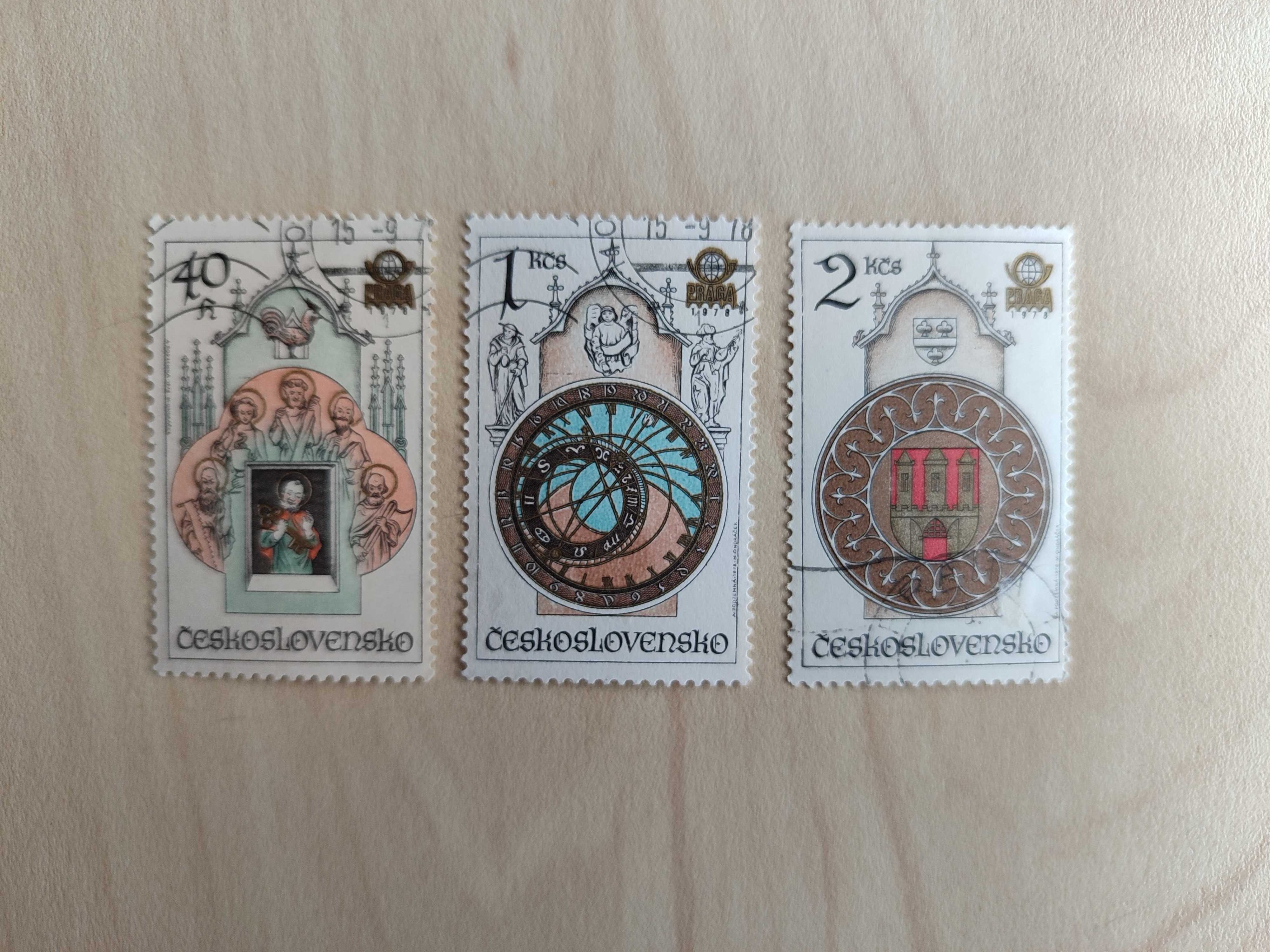 Czechosłowacja 1978, Zegary Staromiejskie Praga, 3 znaczki, vintage