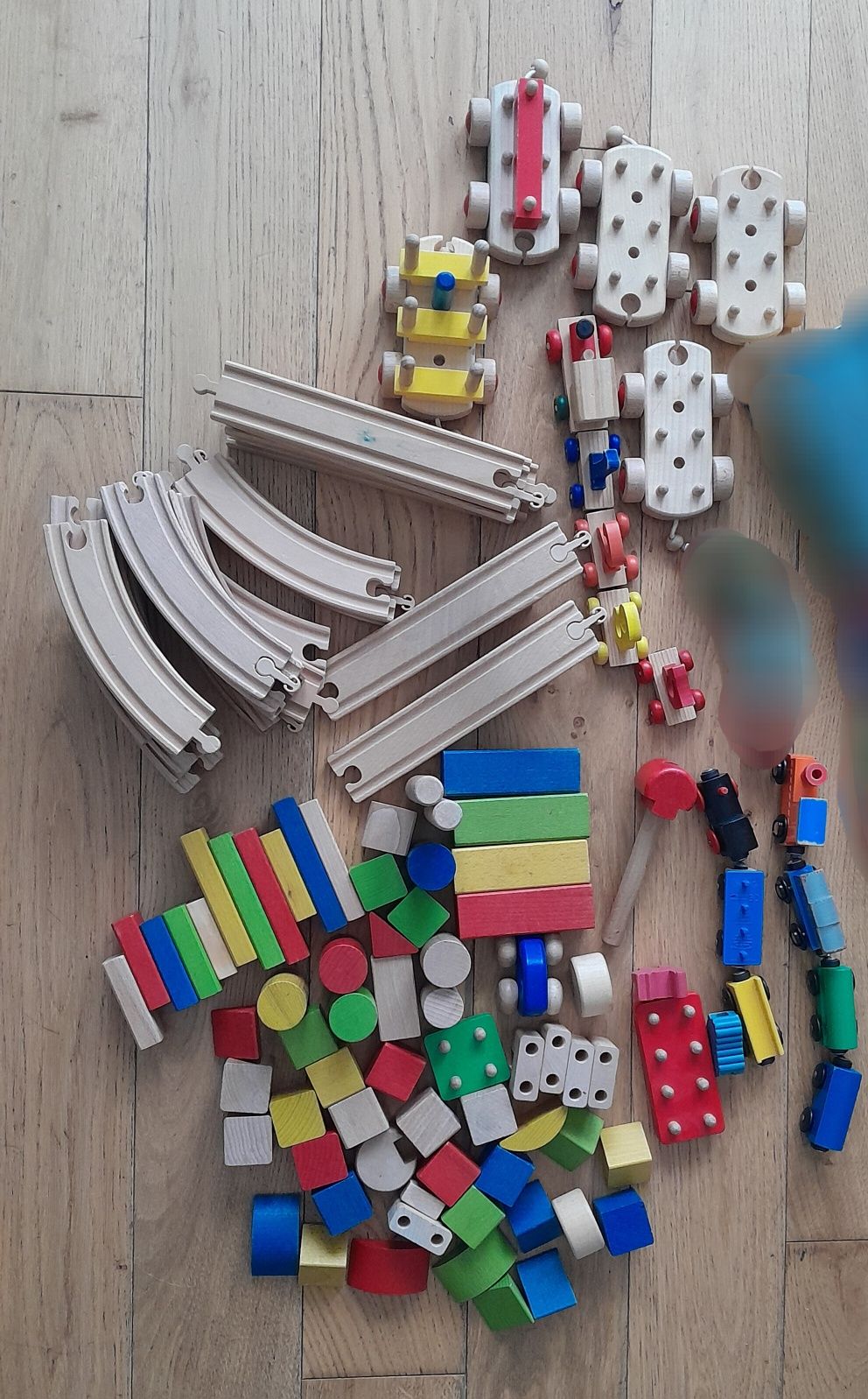 Pociąg Kolejka drewniana Tory Ikea + klocki drewniane