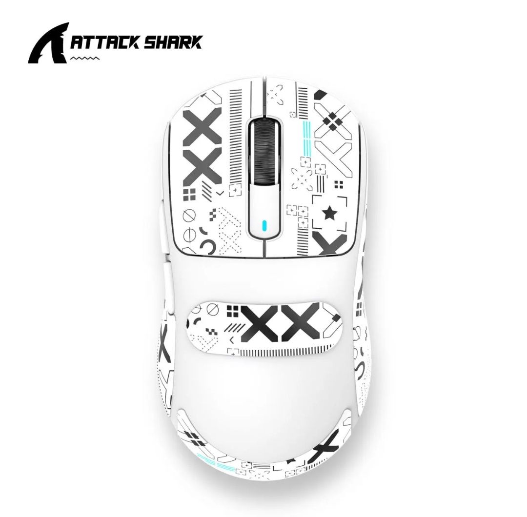 Геймер мышь Attack Shark X3,White,PAW-3395,49g. 1к-ресивер, лёгкая#