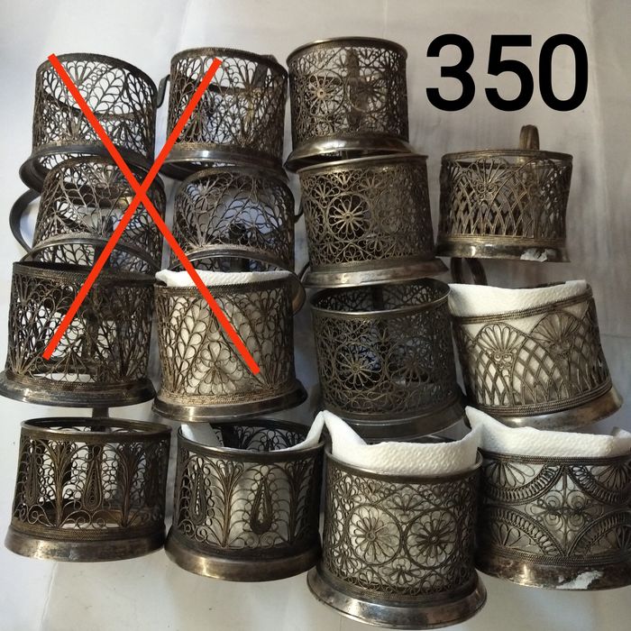 Підсклянники (Подстаканники) мельхіор, скань, латунь, емаль, СРСР,