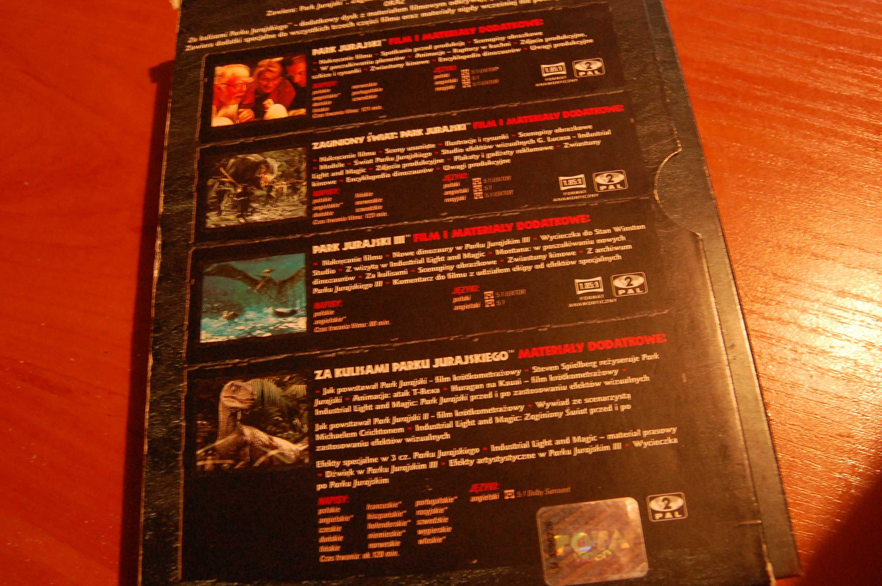 Kolekcja Jurassic Park.Park Jurajski.4 filmy DVD.Wersja kolekcjonerska