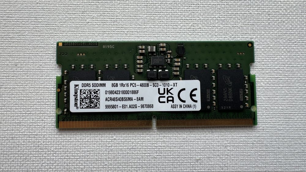 DDR5 SODIMM Kingston 16GB 4800 MHz пам'ять для ноутбука