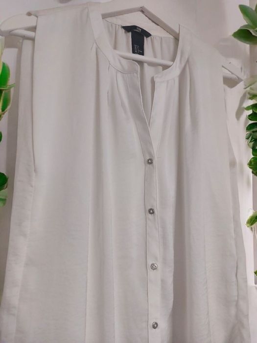 Biała długa koszula bez rękawów H&M delikatna przewiewna modna casual