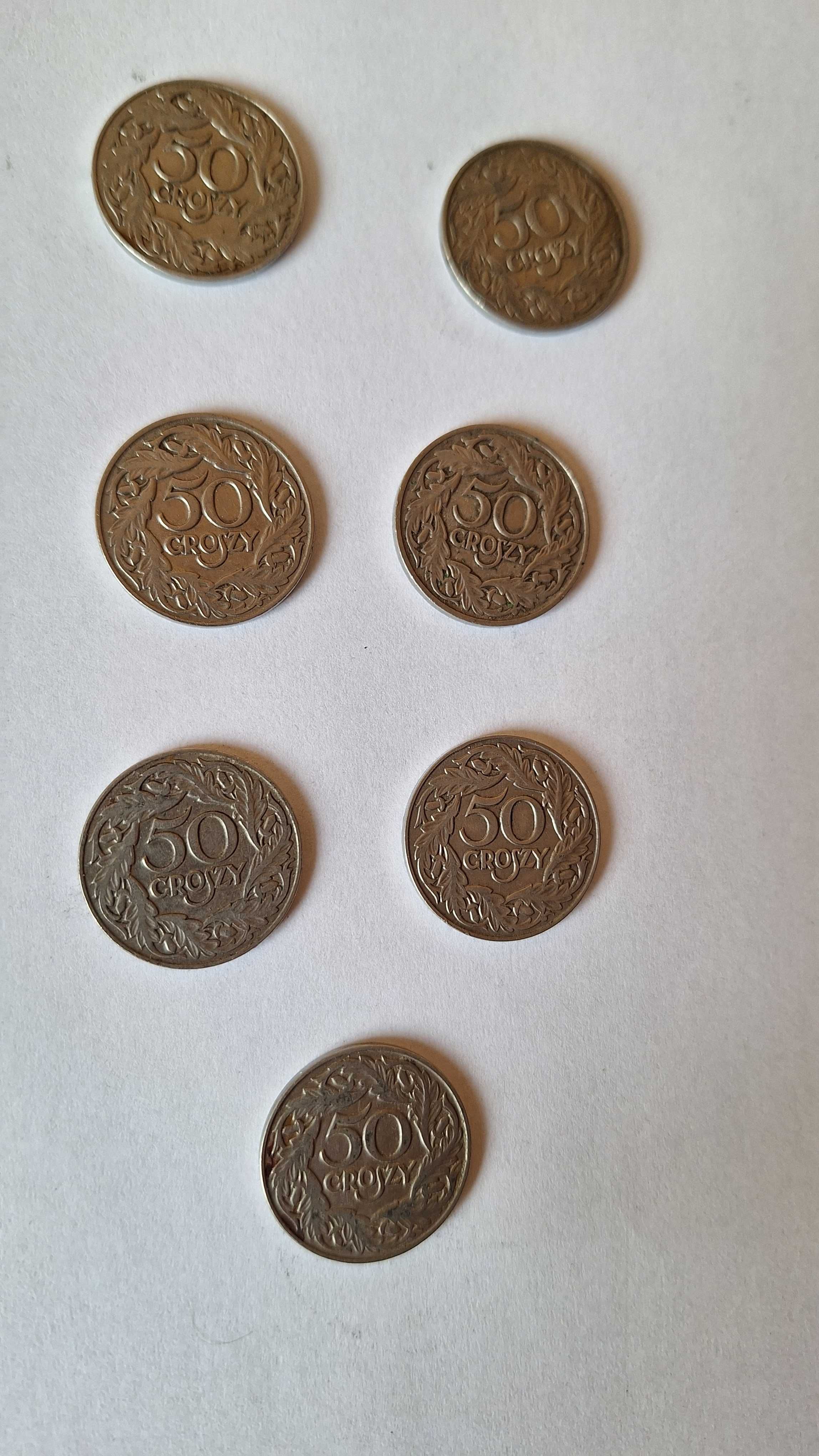 Monety 50 groszy z 1923 r. 7 sztuk
