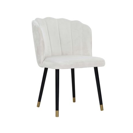 Krzesło tapicerowane białe muszelka velvet Klara