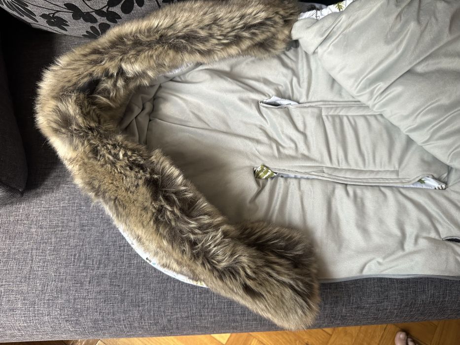 Zestaw Śpiworek +mufka SUPERB Eskimo Leśny Srebrny Samiboo.