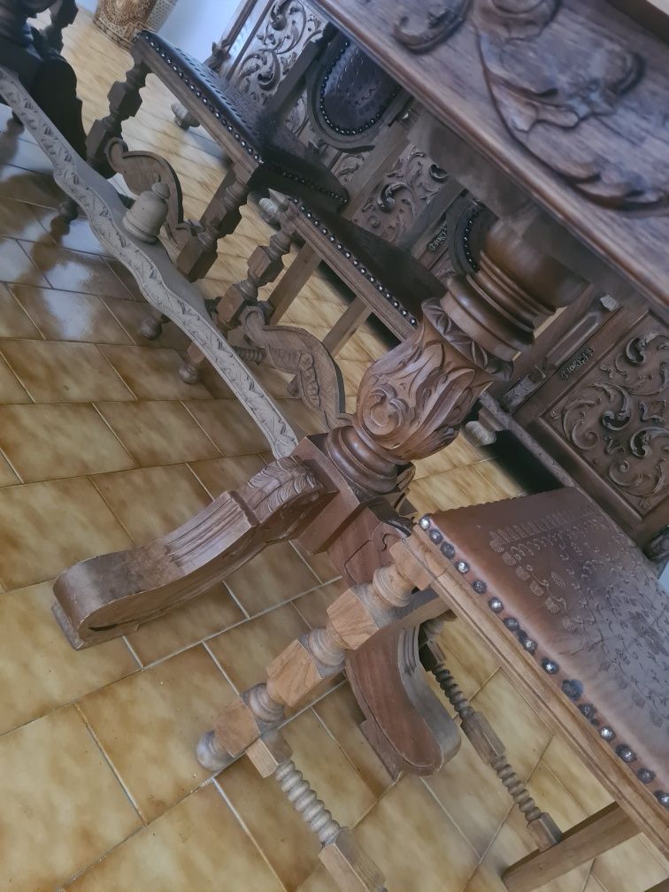 Mesa Madeira + 6 cadeiras