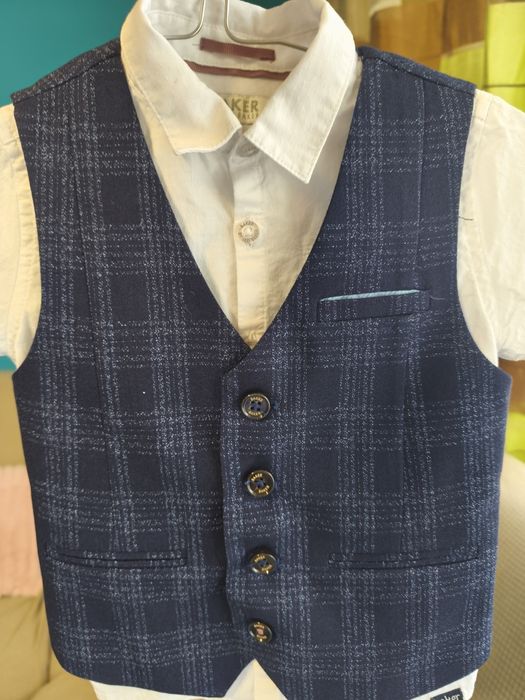 Kamizelka, koszula, krótkie spodenki roz 98