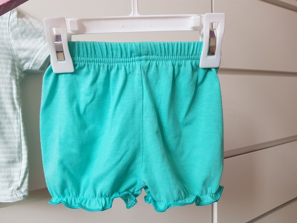 Zestaw Reserved 68 na lato banan bloomers spodenki zielony w paski kom