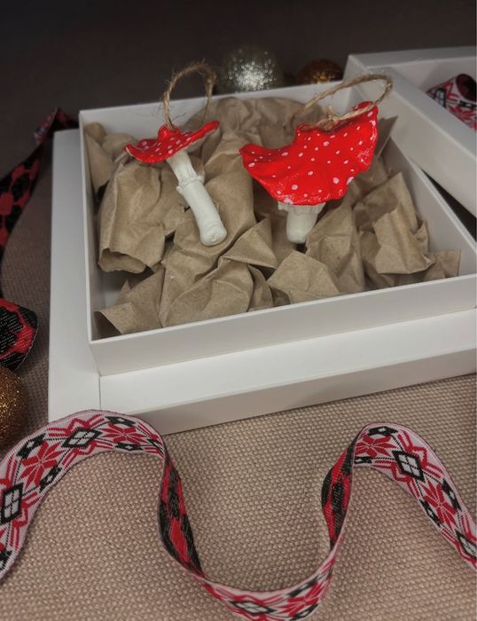 Новогодние украшения ручной работы, игрушка на елку керамика