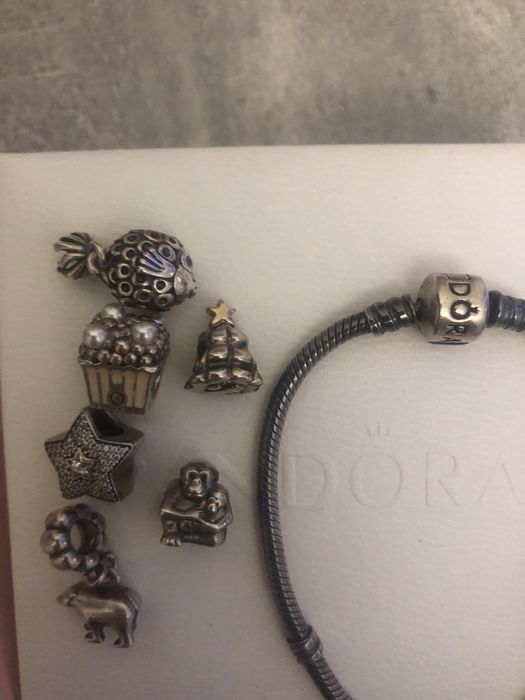 Цепочка браслет шармы pandora раритет биколор