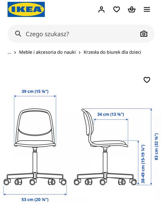 Dziecięce krzesło biurowe ÖRFJÄLL Ikea