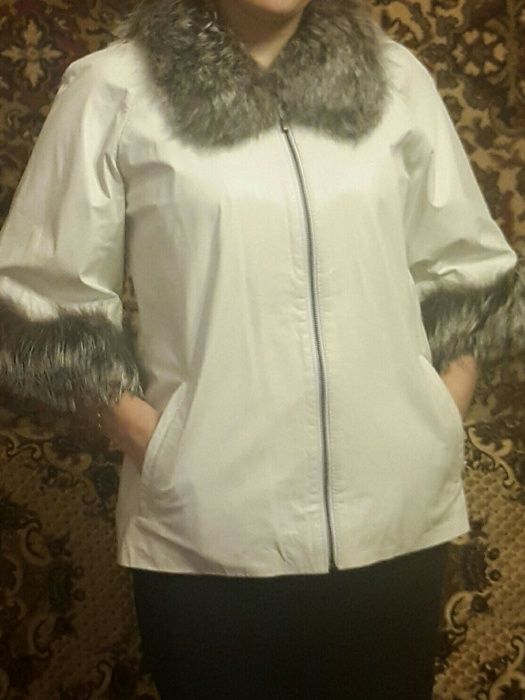 Куртка кожаная , женская, весна/осень, 3/4 рукав,