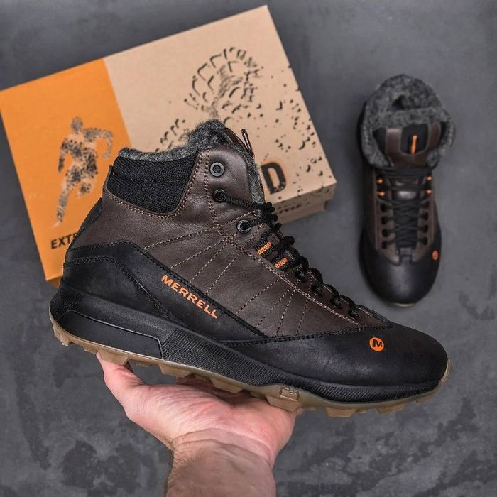 Кросівки чоловічі зимові шкіряні на хутрі Merrell GQ 40-45р Black Brow