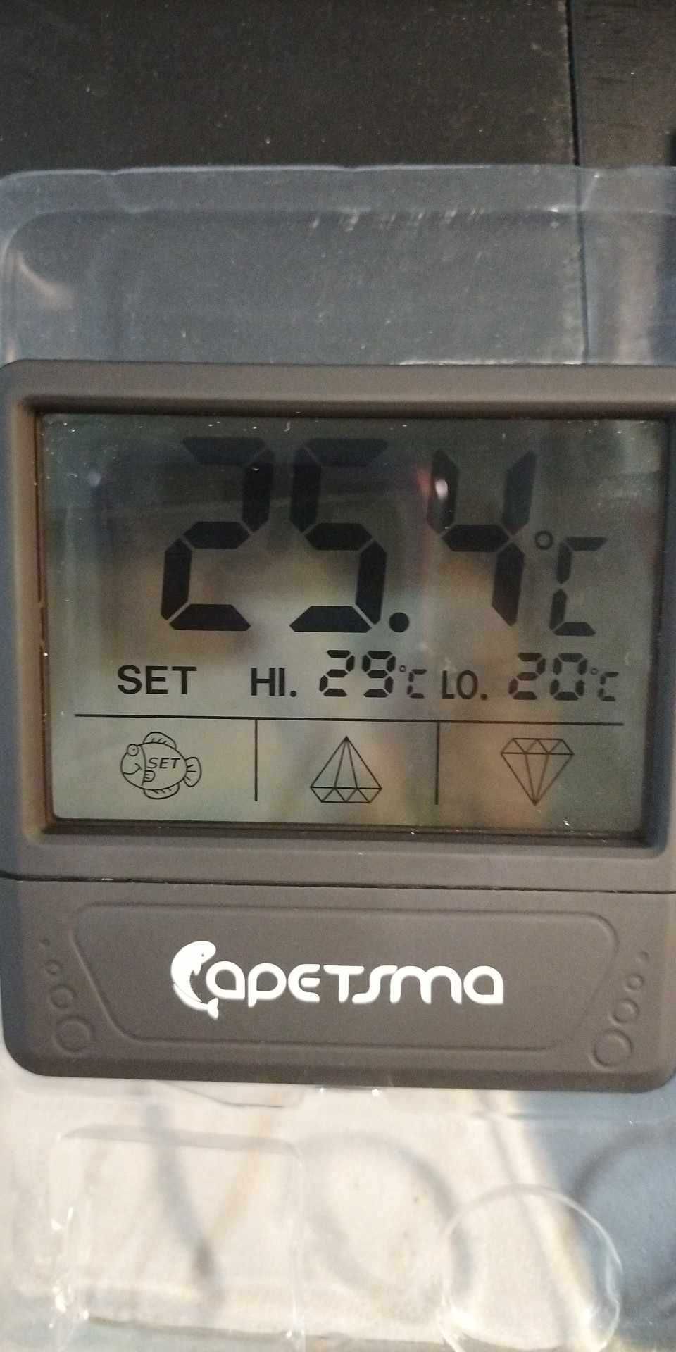 Cyfrowy termometr akwariowy Capetsma, duży ekran LCD 6 x 5 cm zewnętrz