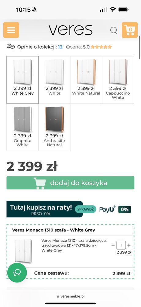 Nowa szafa dziecięca marki Veres tanio idealna do pokoju dzieciecego!