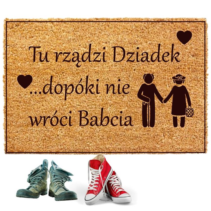 Wycieraczka pod drzwi gruba 60x90cm mata do butów RZĄDZI DZIADEK
