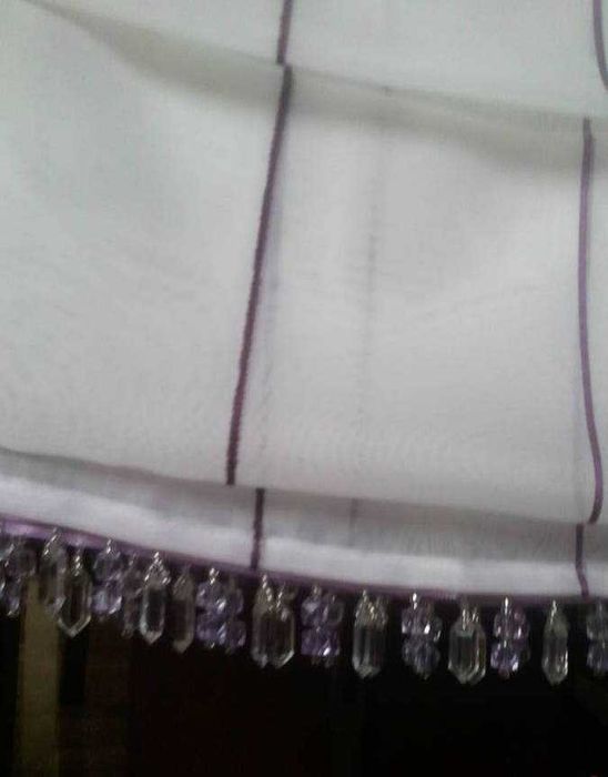 Woal krem roleta rzymska atrapa 150x115 firana firanka prążki fiolet